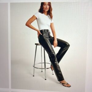 NWT Abercrombie & Fitch Vegan Leather 90’s Straight Pant